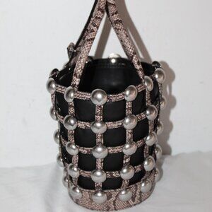 NWT Alexander Wang Roxy Dome Stud Bucket Bag Python Accents Handbag